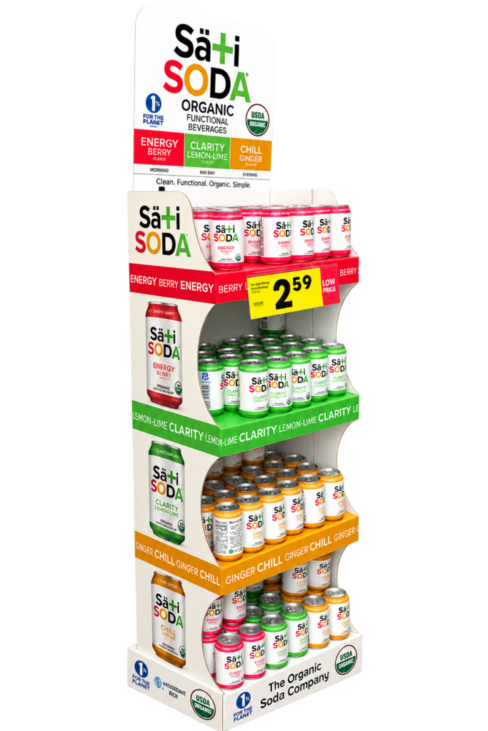 Sati soda beverage display